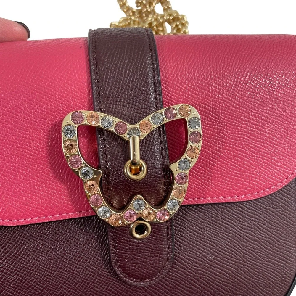 Coach Gemma Crossbody Bag Butterfly Buckle Colorblock Strawberry Cranberry C6796